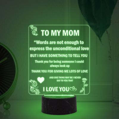 To My Mom Engraved English Quote Led Night Lamp with Multicolor Color Birthday Gifts for Mom